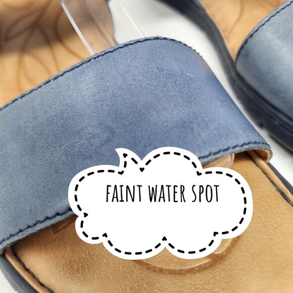 Born Parson Flat Sandals Women 10M Blue Leather Striped Elastic Comfort Shoes - Picture 5 of 15